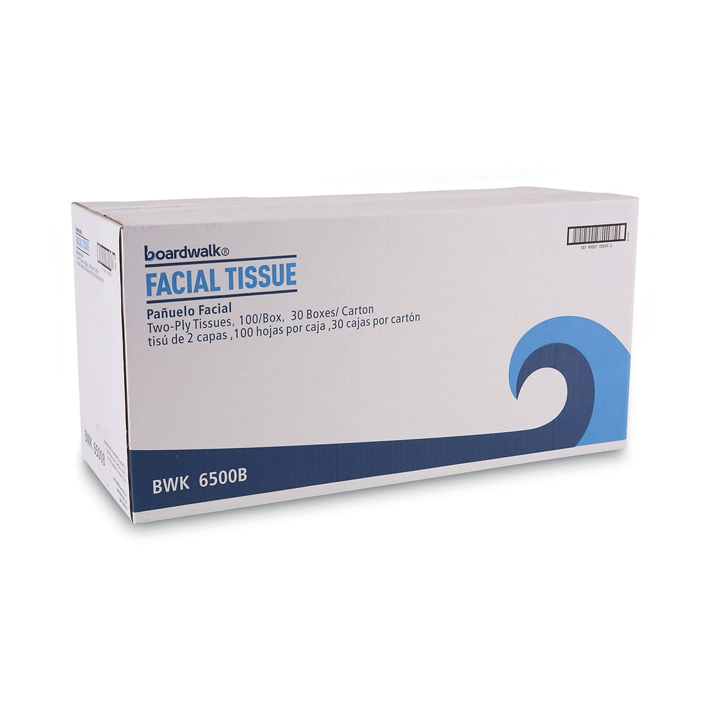 Boardwalk BWK6500 Office Packs Facial Tissue, Flat Box, 100 Sheets per Box (Case of 30 Boxes)