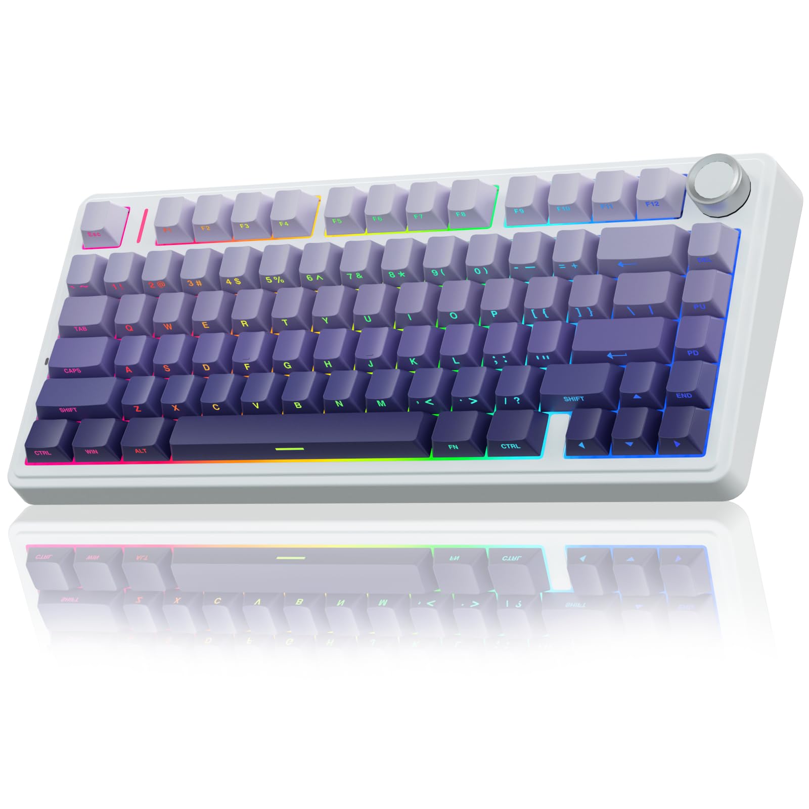 AULA F75 Pro Wireless Mechanical Keyboard,75% Hot Swappable Custom Keyboard with Knob,RGB Backlit,Pre-lubed Reaper Switches,Side Printed PBT Keycaps,2.4GHz/USB-C/BT5.0 Mechanical Gaming Keyboards