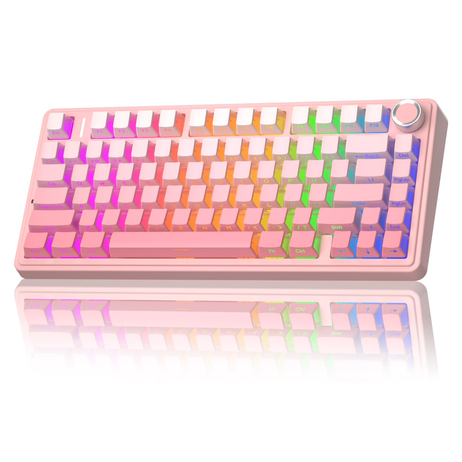 AULA F75 Pro Wireless Mechanical Keyboard,75% Hot Swappable Custom Keyboard with Knob,RGB Backlit,Pre-lubed Reaper Switches,Side Printed PBT Keycaps,2.4GHz/USB-C/BT5.0 Mechanical Gaming Keyboards