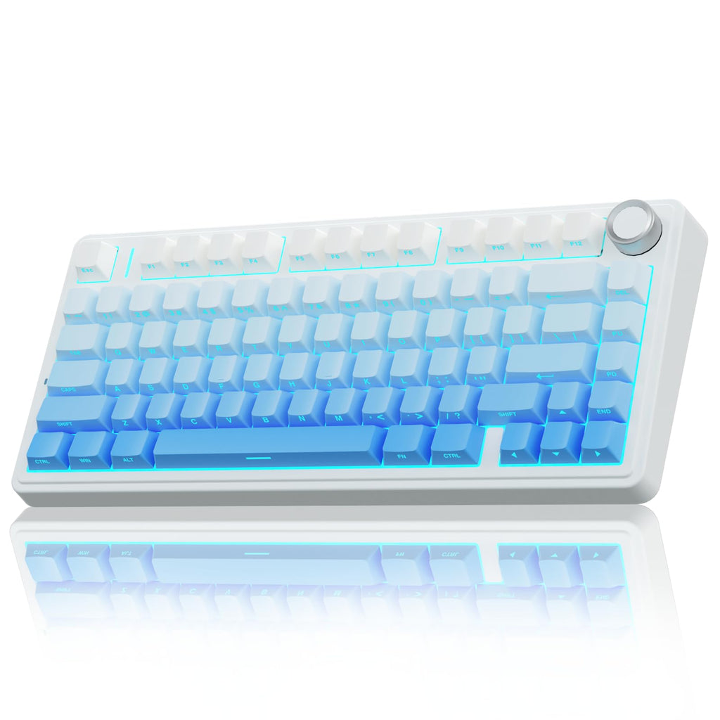 AULA F75 Pro Wireless Mechanical Keyboard,75% Hot Swappable Custom Keyboard with Knob,RGB Backlit,Pre-lubed Reaper Switches,Side Printed PBT Keycaps,2.4GHz/USB-C/BT5.0 Mechanical Gaming Keyboards