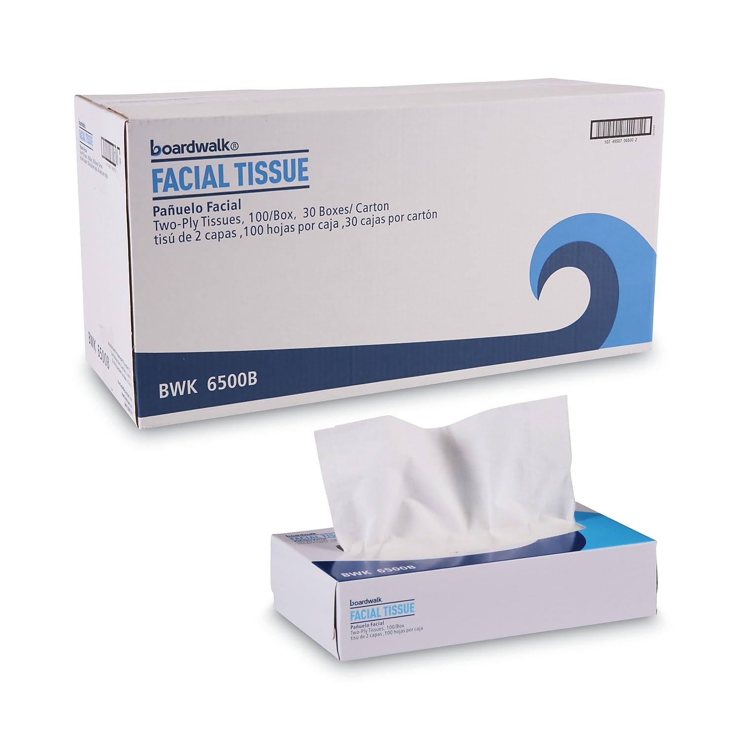 Boardwalk BWK6500 Office Packs Facial Tissue, Flat Box, 100 Sheets per Box (Case of 30 Boxes)