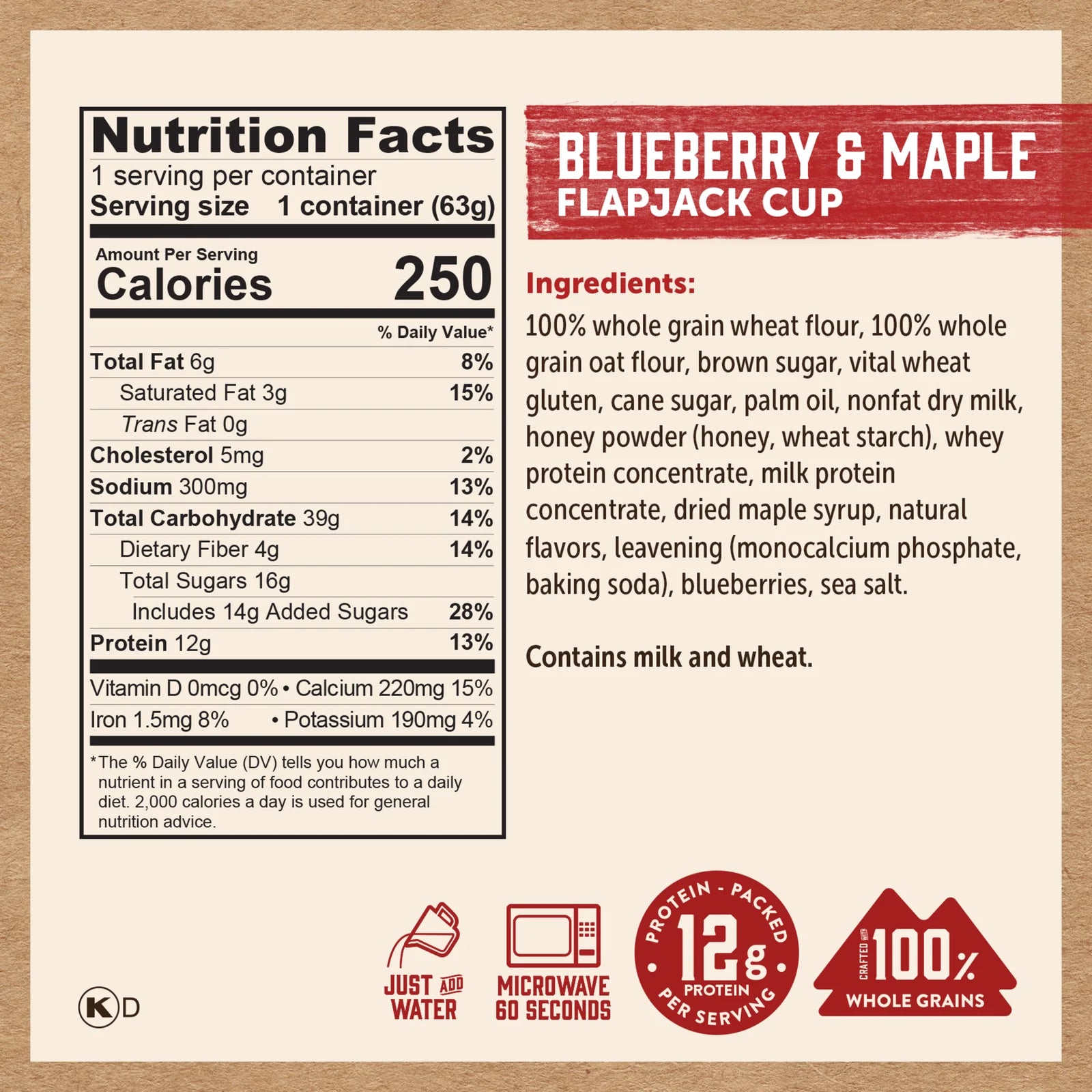 Kodiak Cakes Pancake On the Go, Blueberry and Maple, 2.16 Ounce (Pack of 12)
