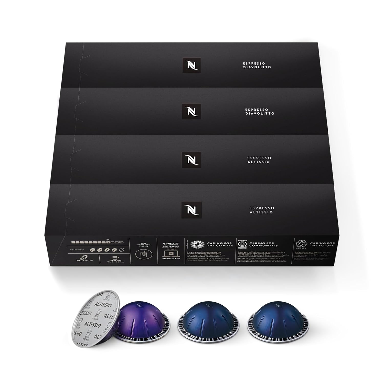 Nespresso Capsules Vertuo, Espresso Bold Variety Pack, Medium and Dark Roast Espresso Coffee, 40-Count Espresso Pods, Brews 1.35oz