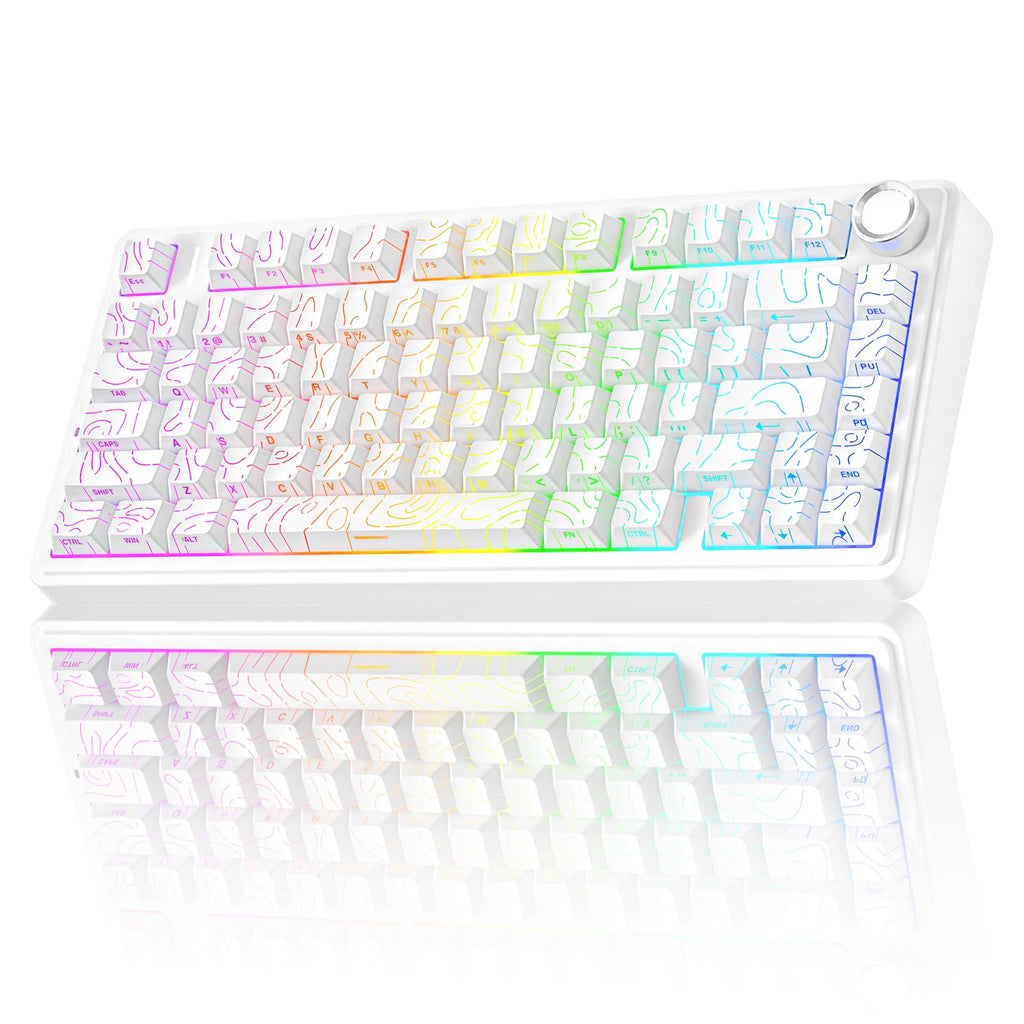 AULA F75 Pro Wireless Mechanical Keyboard,75% Hot Swappable Custom Keyboard with Knob,RGB Backlit,Pre-lubed Reaper Switches,Side Printed PBT Keycaps,2.4GHz/USB-C/BT5.0 Mechanical Gaming Keyboards