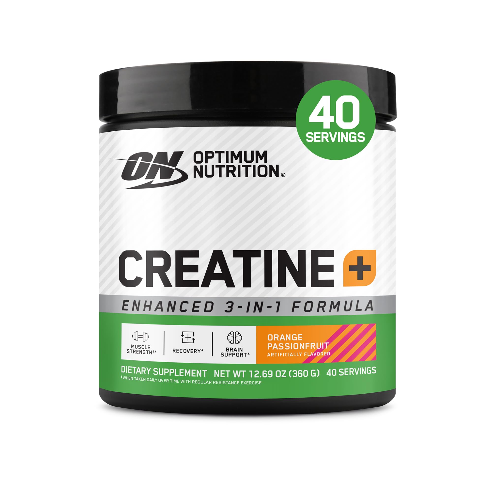 Optimum Nutrition Creatine Monohydrate Plus Powder, Strawberry Peach Flavored Creatine Performance Blend, with Electrolytes for Hydration, Added Vitamins, 40 Servings, 360 Grams (Packaging May Vary)
